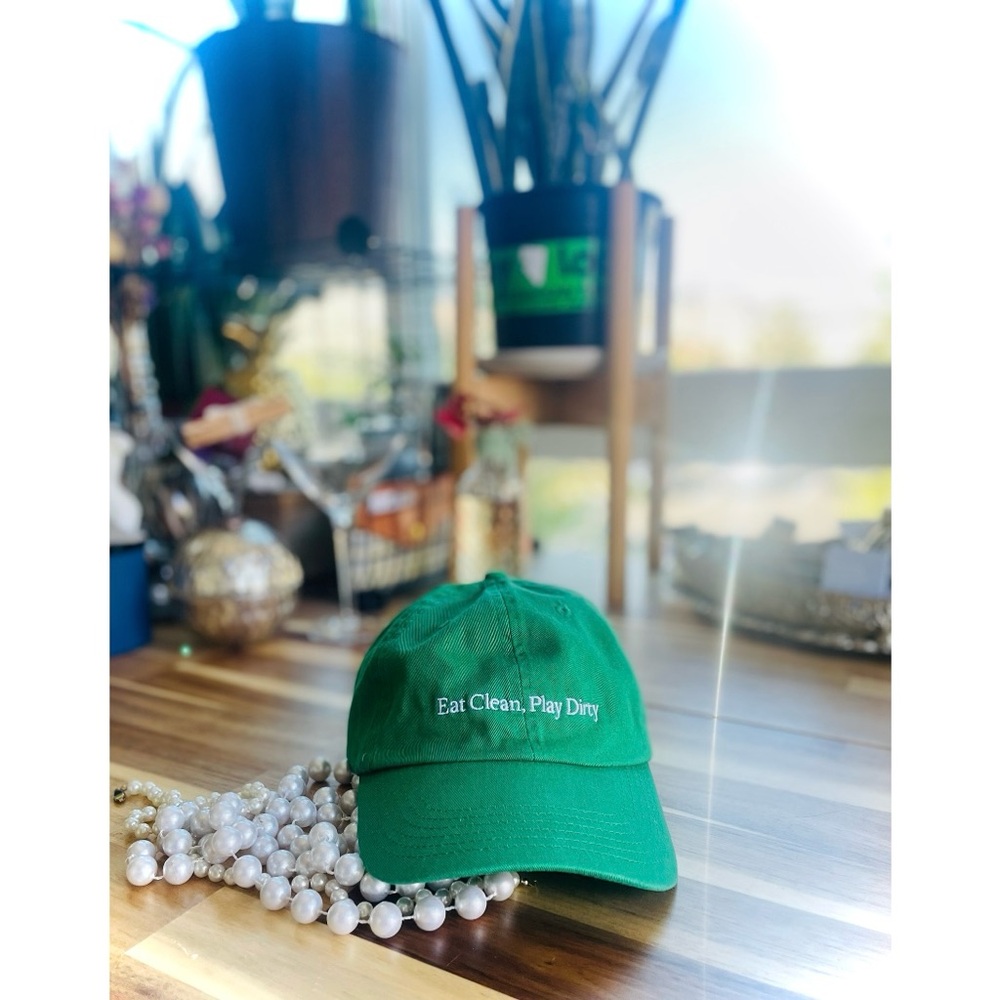 SAKARA | OS | Eat Clean Play Dirty Minimalist Cotton Baseball Metal Clasp Cap 🪩